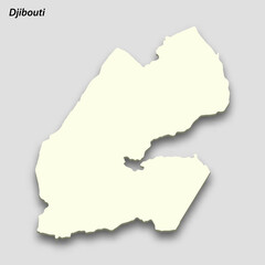 Obraz premium 3d isometric map of Djibouti isolated with shadow