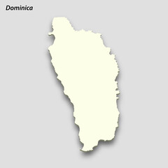 3d isometric map of Dominica isolated with shadow