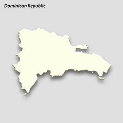 3d isometric map of Dominican Republic isolated with shadow