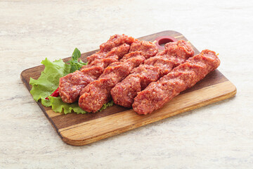 Raw beef kebab minced meat