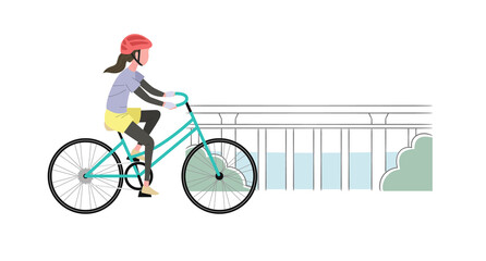 自転車に乗る女性のイラスト