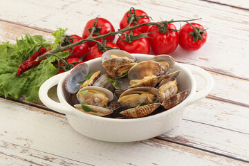 Vongole shellfish mollusc clem with butter