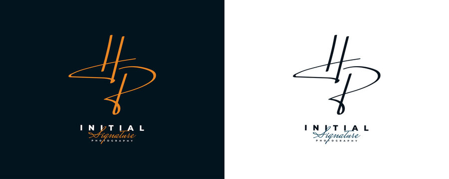 Initial H and P Logo Design with Elegant and Minimalist Handwriting Style. HP Signature Logo or Symbol for Wedding, Fashion, Jewelry, Boutique, and Business Identity