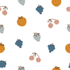 seamless pattern with cute fruits in boho style. vector illustration © Ольга Агуреева