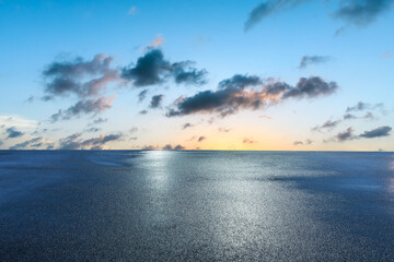 Asphalt road and colorful sky cloud landscapes at sunrise