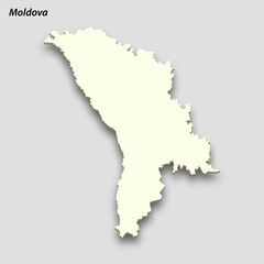 Obraz premium 3d isometric map of Moldova isolated with shadow