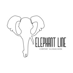 Elephant line logo design protected animal sketch vector illustration