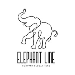 Elephant line logo design protected animal sketch vector illustration