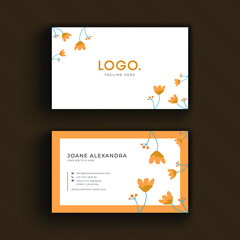 Professional and Minimal Orange Business Card Template premium vector