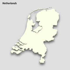 Obraz premium 3d isometric map of Netherlands isolated with shadow