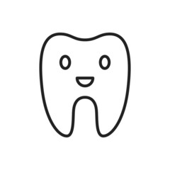Cartoon tooth smiling icon. High quality black vector illustration.