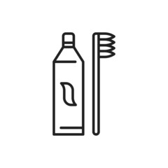 Toothpaste and brush icon. High quality black vector illustration.