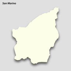 3d isometric map of San Marino isolated with shadow