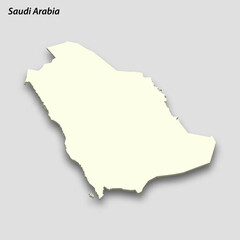 3d isometric map of Saudi Arabia isolated with shadow