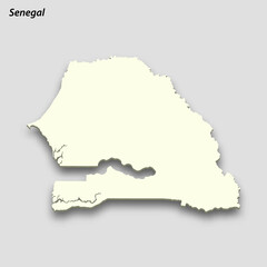 3d isometric map of Senegal isolated with shadow