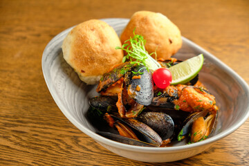 Salad with mussels vegetables