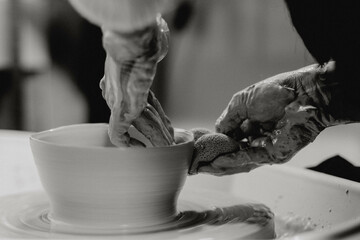 Black and white pottery