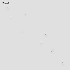 3d isometric map of Tuvalu isolated with shadow