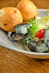 Salad with mussels vegetables