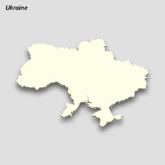 Fototapeta na wymiar 3d isometric map of Ukraine isolated with shadow