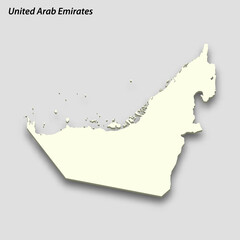 3d isometric map of United Arab Emirates isolated with shadow