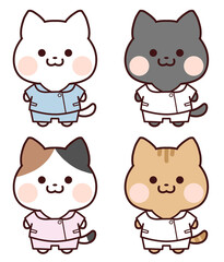 看護師服を着た猫