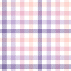Gingham pattern in gradient lilac, pink, purple, white. Multicolored pastel tartan check plaid for tablecloth, picnic blanket, oilcloth, scarf, other modern spring summer fashion fabric design.