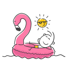 Strichfiguren / Strichmännchen: Entspannung, Flamingo, Sonne. (Nr. 803) - 501271457