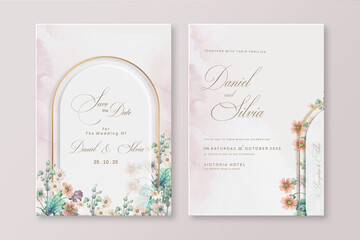 Floral Wedding Invitation Template - obrazy, fototapety, plakaty