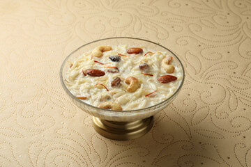 Semiya payasam or shewai or sewai Khir or seviyan Kheer is a Indian sweet made with vermicelli, milk, ghee, sugar or jaggery, raisins and nuts