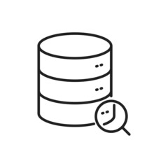 Search data in the database icon. High quality black vector illustration.
