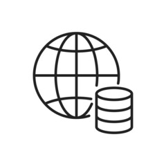 Database with internet access icon. High quality black vector illustration.