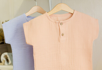 detail dress. linen dress belt close up. close up belt with buttonsClose-up of clothes made of...