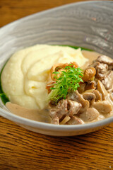 Risotto on a white restaurant plate