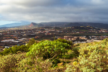 Morning view from Mirador de San Roque over the city of San Cristóbal de La Laguna on the island of Tenerife in the Province of Santa Cruz de Tenerife, on the Canary Islands, Spain.