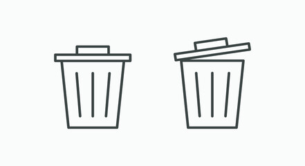 Recycle bin, trash, garbage, basket, rubbish, waste, recycling bin icon vector set