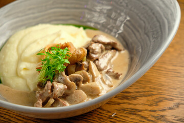 Risotto on a white restaurant plate