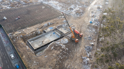 construction of a large city swimming pool