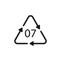 O 07 recycling code symbol. Plastic recycling vector polyethylene sign.