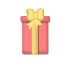 3d gift box with ribbon bow isolated on white background. 3d vector icon modern holiday closed surprise box. Minimalist style cartoon for present, party, birthday, holiday sale, wedding banners, 