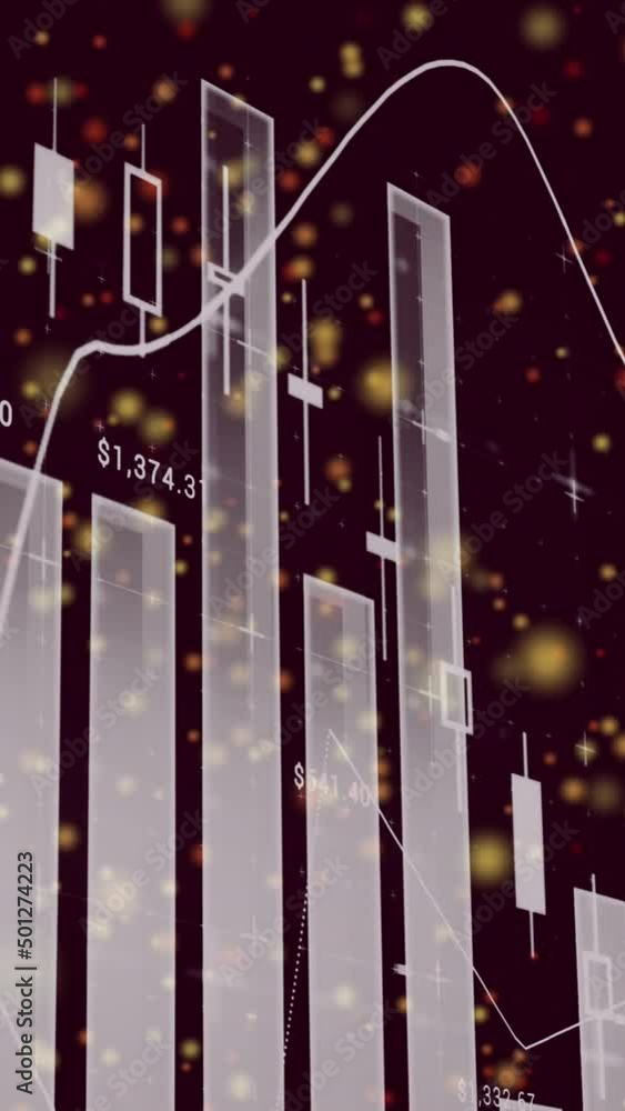 Aufkleber animation of graph and dots moving over brown background