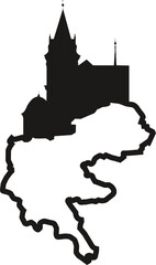 vector graphics showing the castle chapel integrated with the map