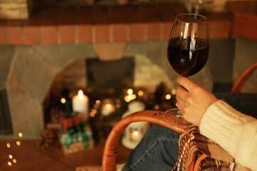 Composition with rocking chair in cozy winter evening