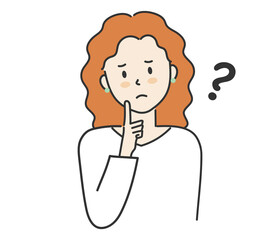 Thinking young woman, vector illustration