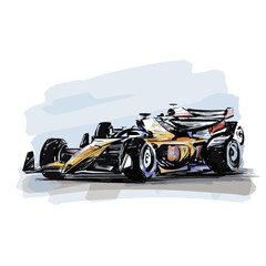 Sketch of car racing 