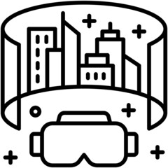 Curved screen and VR glasses icon, Metaverse related vector