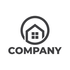 house in circle logo design