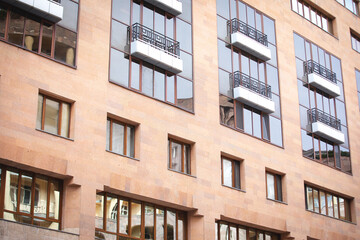 Obraz premium Modern residential building exterior. Houses in the city