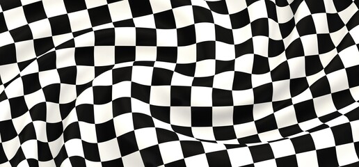 Fototapeta premium Checkered flag flying on blue background. Car race or motorsport rally flag. 3D wavy pattern background