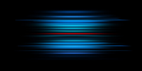 Motion light effect for banners. Blue lines. The effect of speed on a blue background. Red lines of light, speed and movement